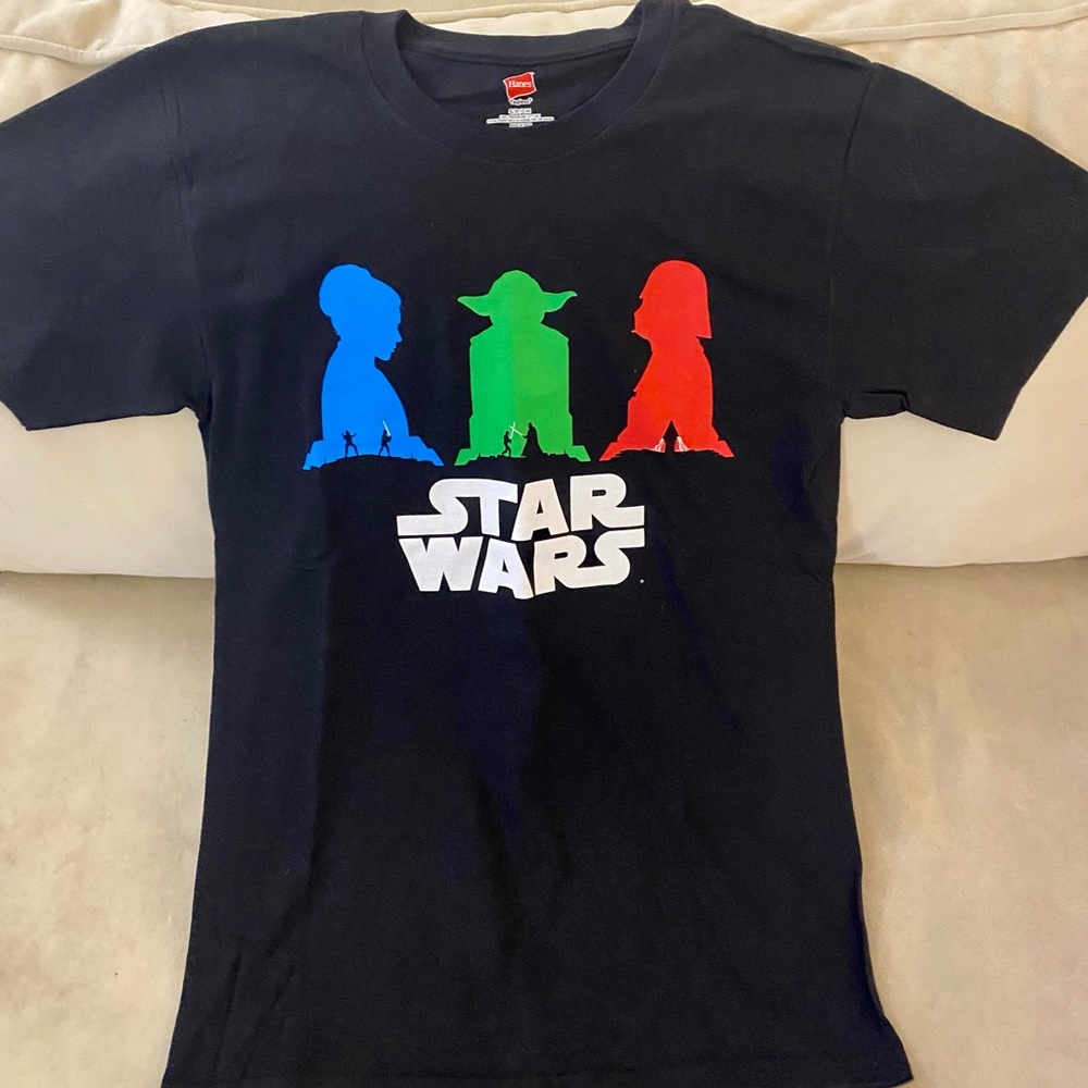 RARE Disney Star Wars 2015 Black LucasFilm Press Trilogy T-Shirt M Like New!